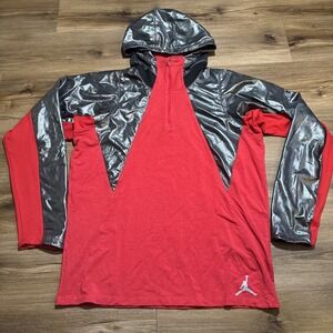 Nike Air JORDAN Training Fitted shield‎ XL Red Gray Hoodie Dry Fit